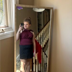 SHEIN Burgundy Short Sleeve Top